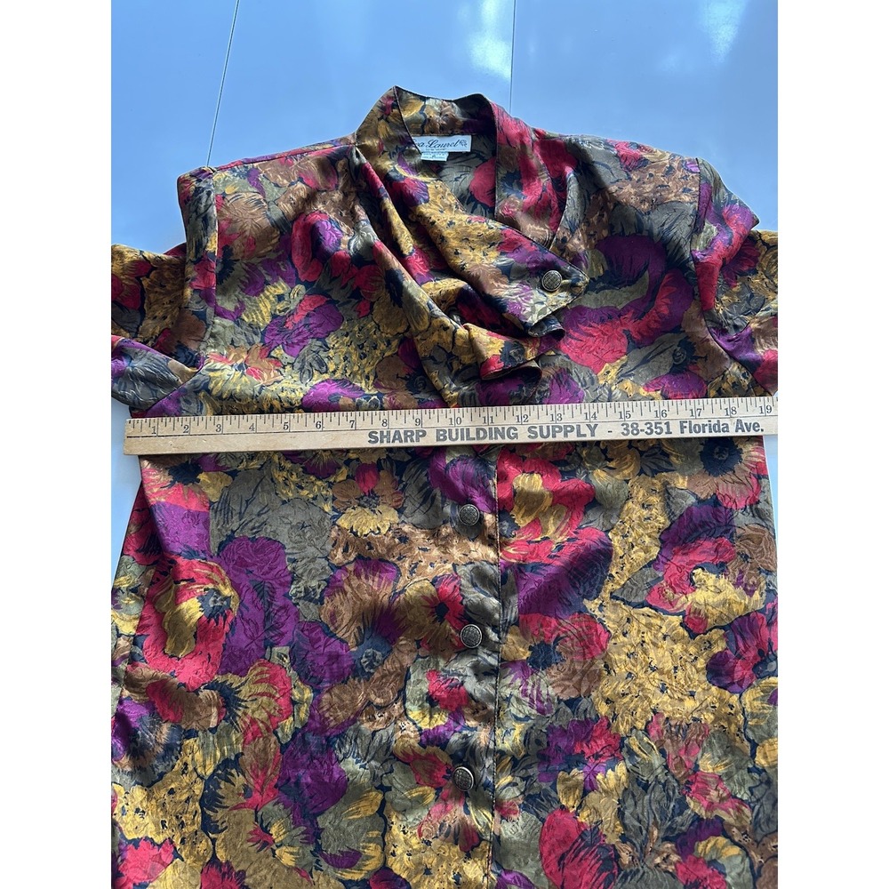 VTG Chic Top Office Secretary Eva Laurel Floral Blouse Career Sz 6 - Picture 13 of 16